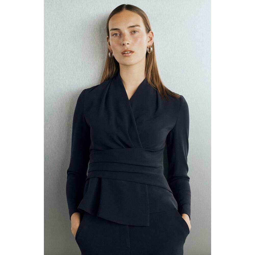 Women's Black Wrap Peplum Blouse
